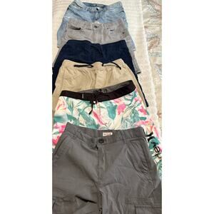 Lot of 6 boys size 12 shorts cat & jack Taylor vintage Hurley Jean drawstring